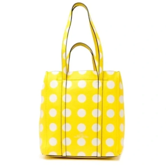 Marc Jacobs The Dot Tag Yellow Leather Large Tote Bag with White Dots 🔥HP🔥 - Picture 4 of 14